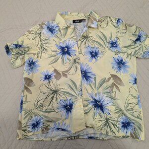 Vintage Tapestry Button Front Short Sleeve Hawaiian Print Shirt